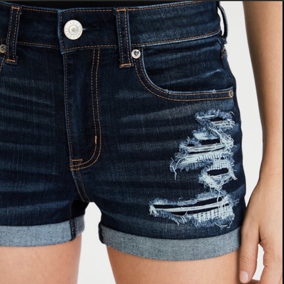 American Eagle Outfitters Shorts | Aeo Denim High Rise Shortie Distressed Sz 6 | Poshmark